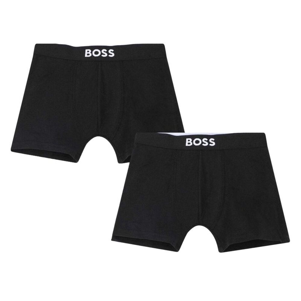 Boss Childrens/Kids Cotton Blend Boxer Shorts (Pack of 2) / Black